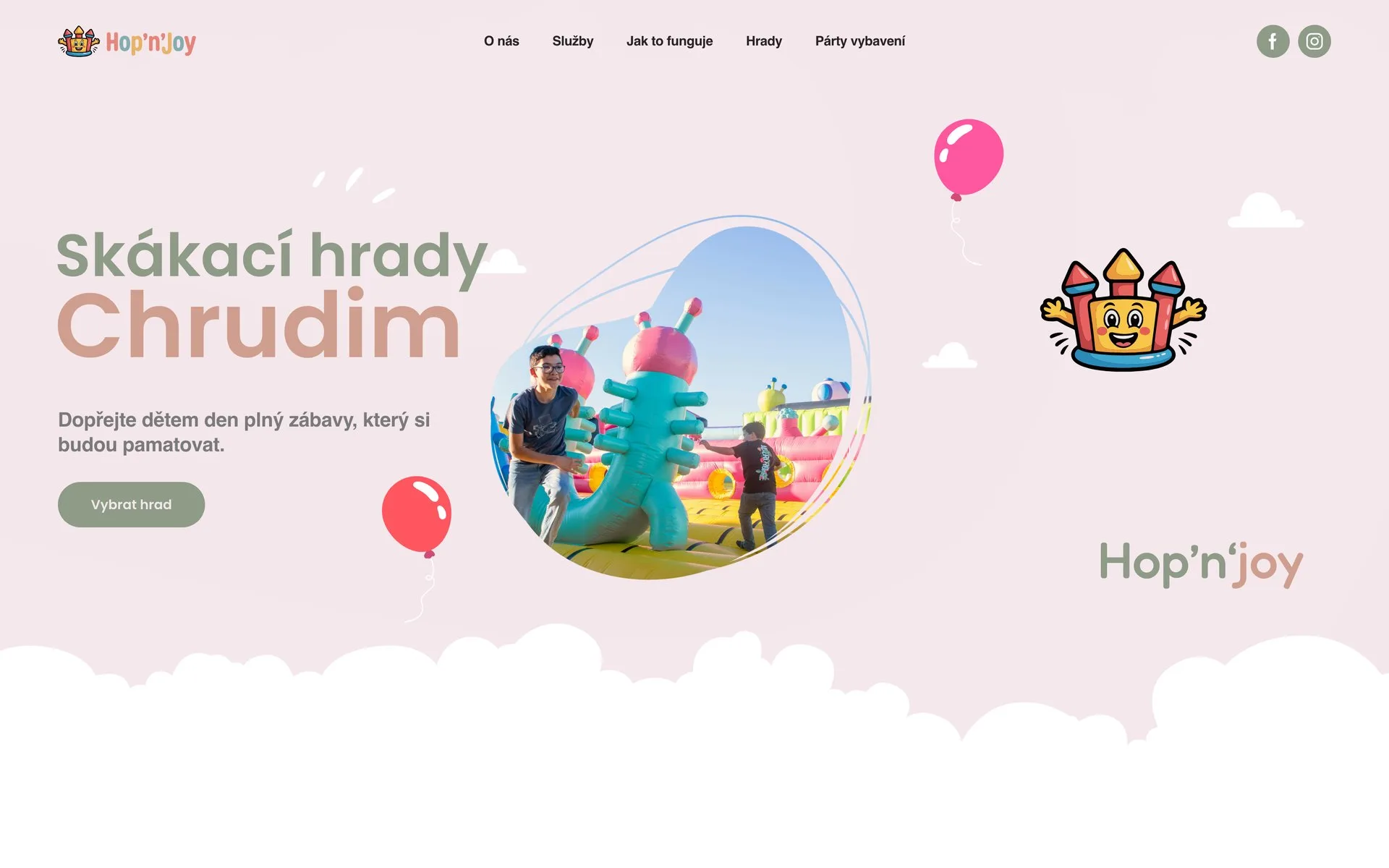 Úvodní stránka webu Hop'n'Joy