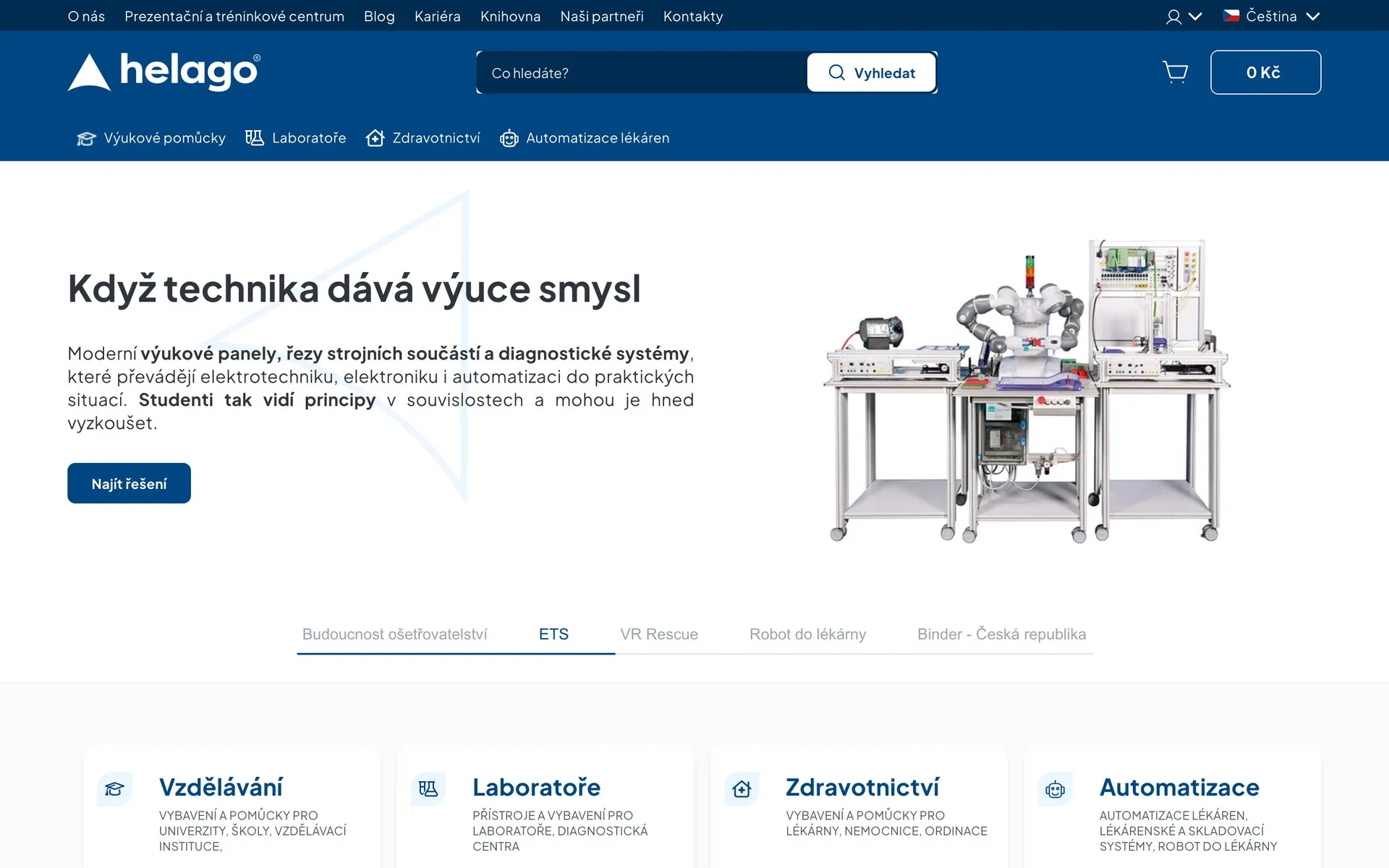 Úvodní stránka webu Helago
