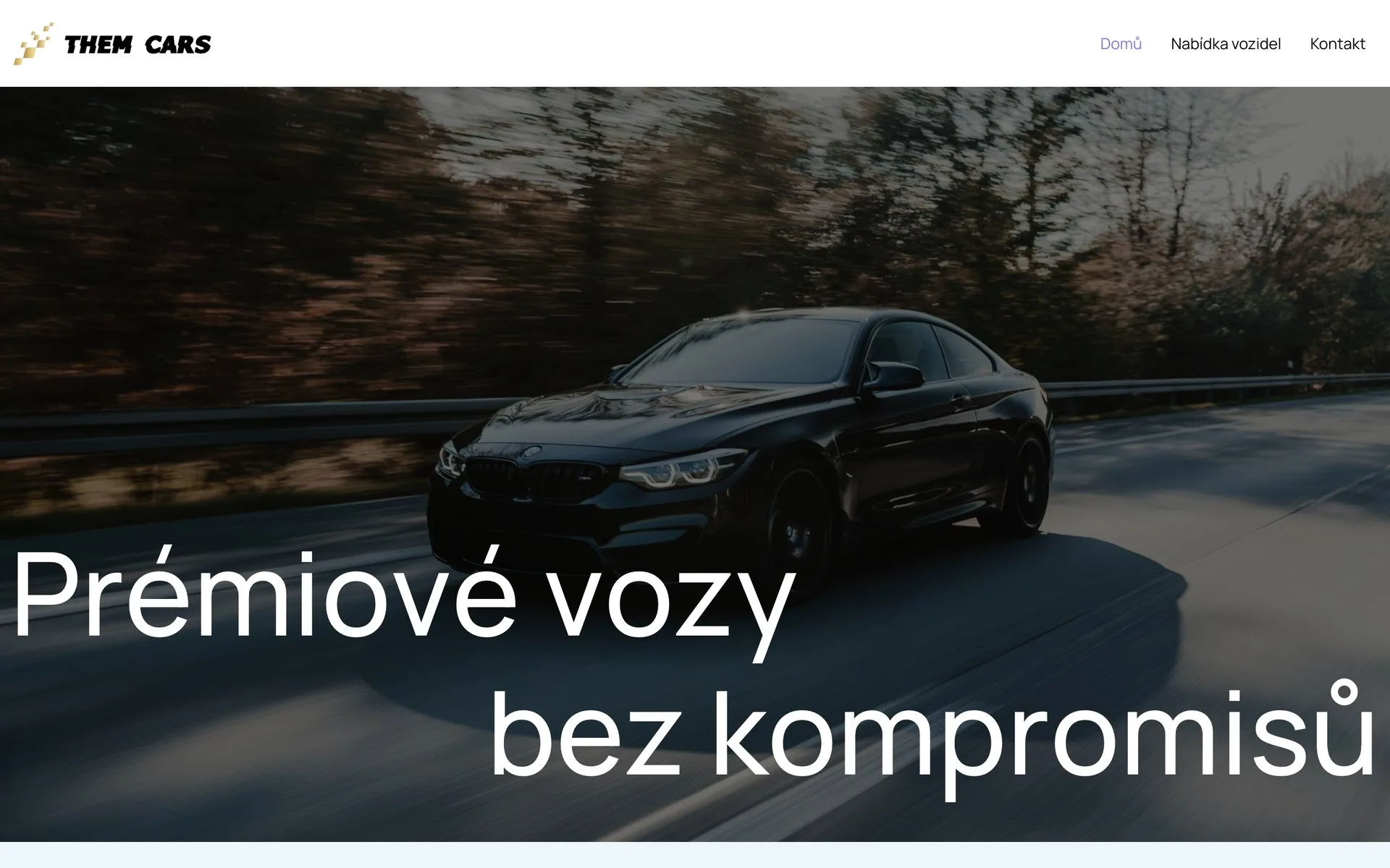 Úvodní stránka webu THEM CARS