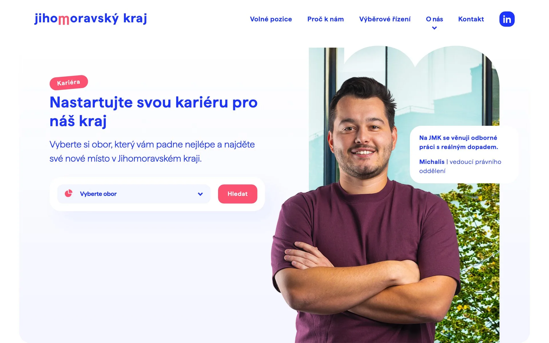 Úvodní stránka webu Kariéra JMK