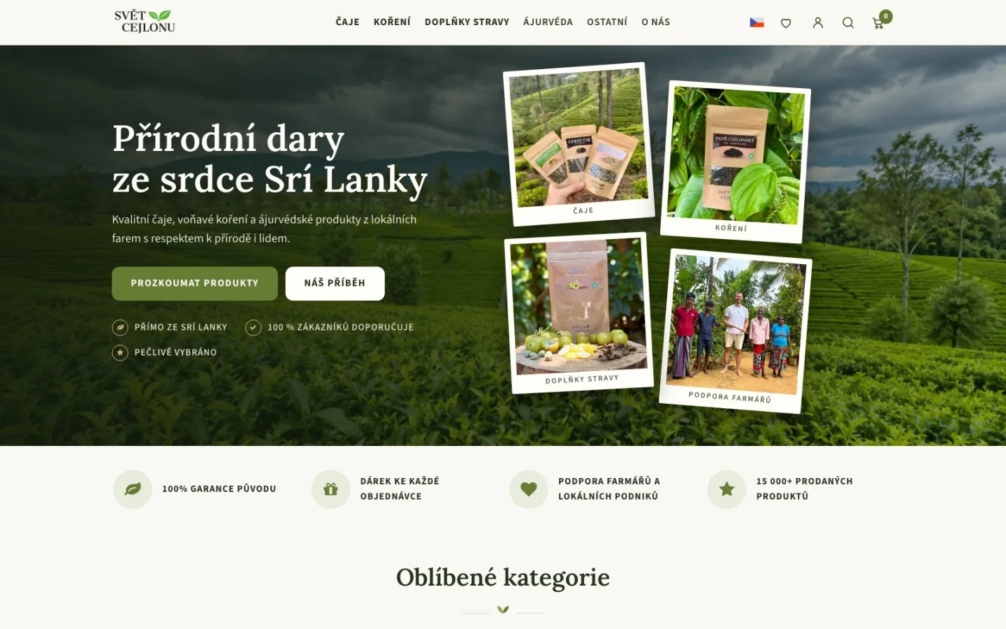 Nová úvodní stránka e-shopu Svět Cejlonu na Upgates
